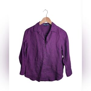 Vintage Lauren Ralph Lauren 100% Linen Herringbone Button Up Shirt, Size M